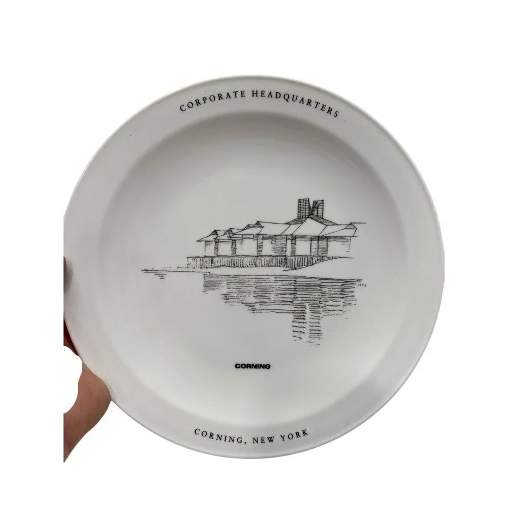 Set of 2 Corelle Plates Corporate Headquarters & Decker Engineering Building